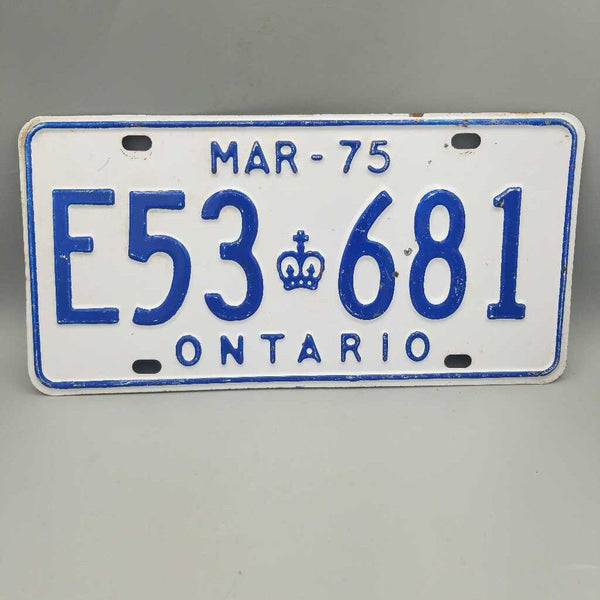 March 1975 Ontario License Plate (JAS)