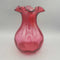 Thumb Print Cranberry Glass Vase Ribbon Handle (RHA)