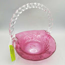 Cranberry Glass Handled Basket (RHA)