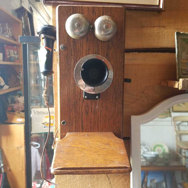 Antique Oak Wall Phone (FISH)