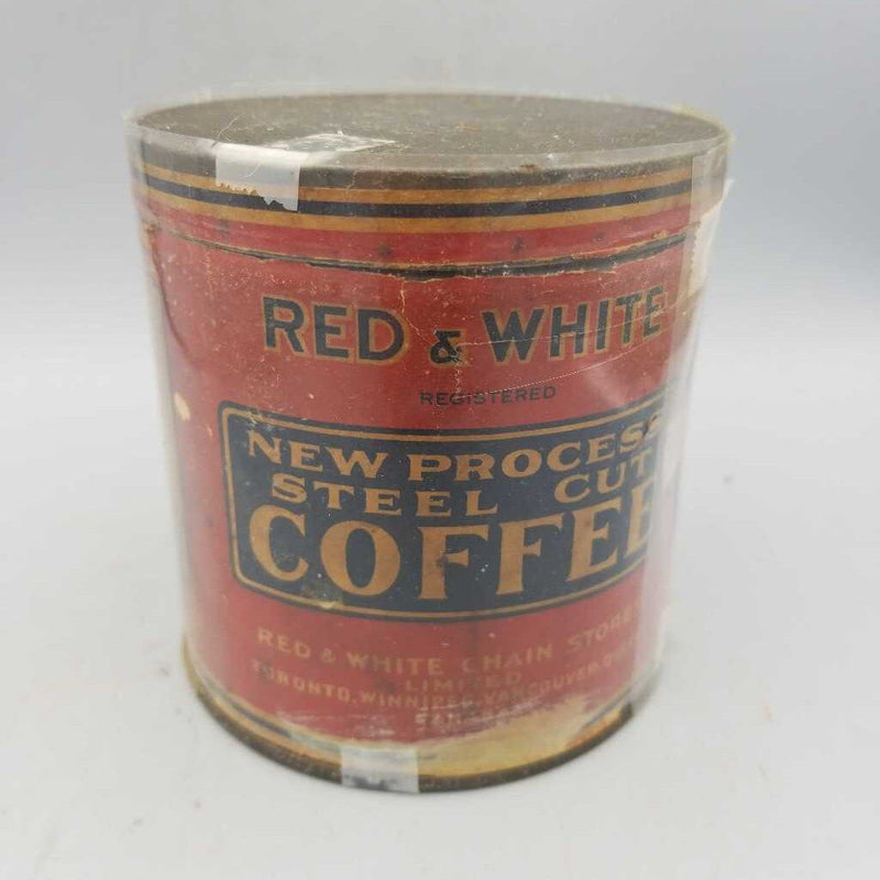 Antique Red and White Coffee Tin (Jef)
