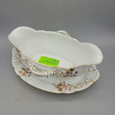 Heavy one-piece porcelain Gravy Boat and Plate (TT) 163