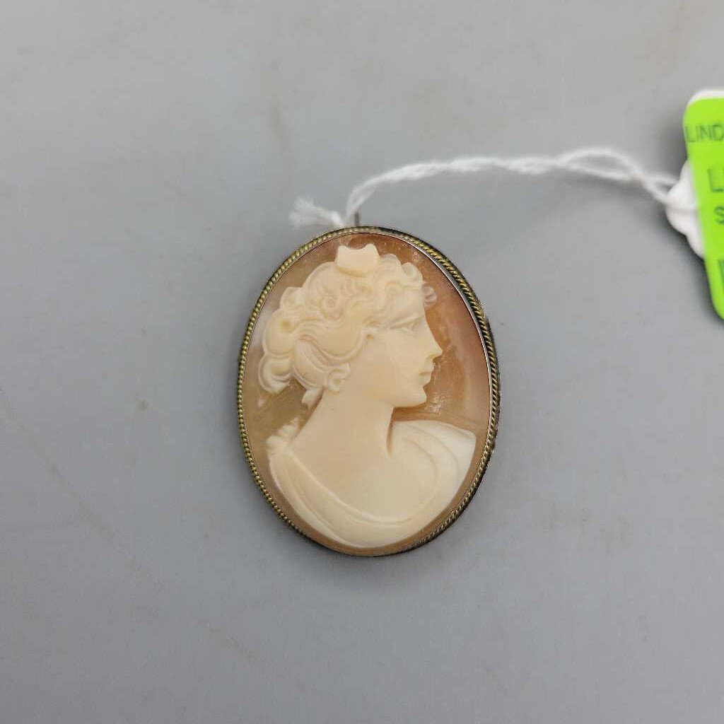 Genuine Cameo set in .800 silver, Victorian era (Lind) P440