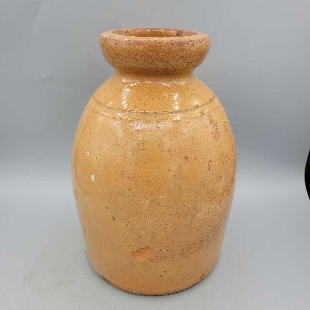 Redware Pottery Crock Excellent Glazed Color (Jef)