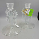 Art Deco glass Candle Holders Pair (TRE)