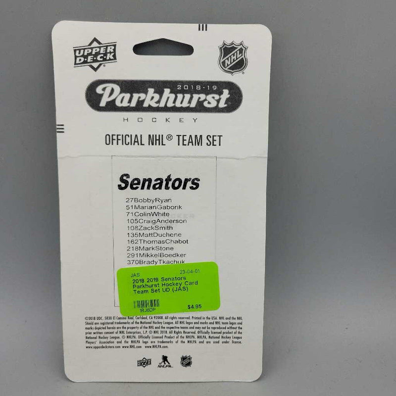 2018 2019 Senators Parkhurst Hockey Card Team Set UD (JAS)