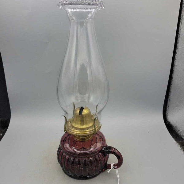 Antique Glass Finger Lamp "Peacock Feather" (Jef)