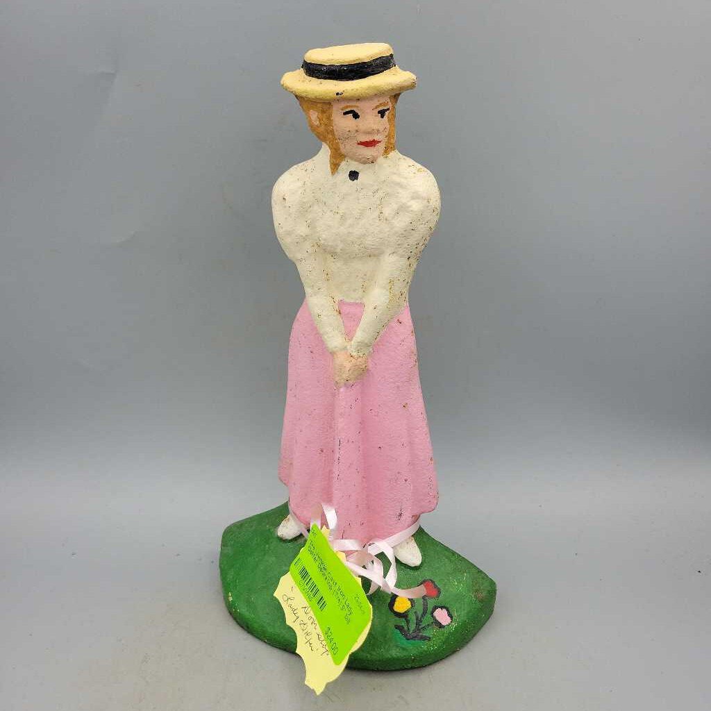 Vintage Cast Iron Lady Golfer Doorstop (Tre)