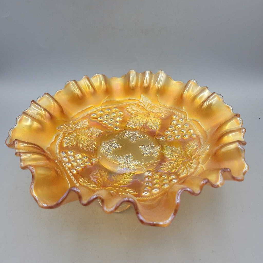 Carnival Glass footed Bowl "Grape and Cable (RHA)