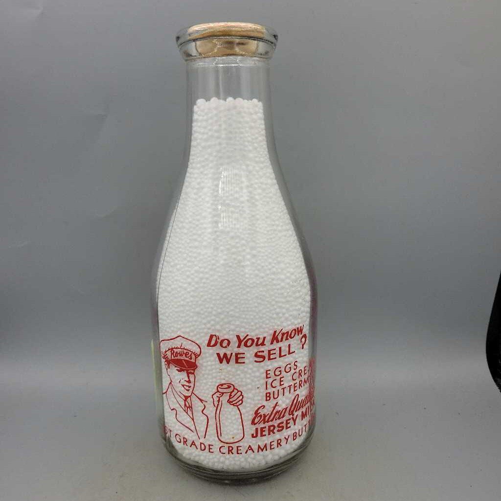 Rowes Dairy and Creamery Meaford Quart Milk bottle (Jef)