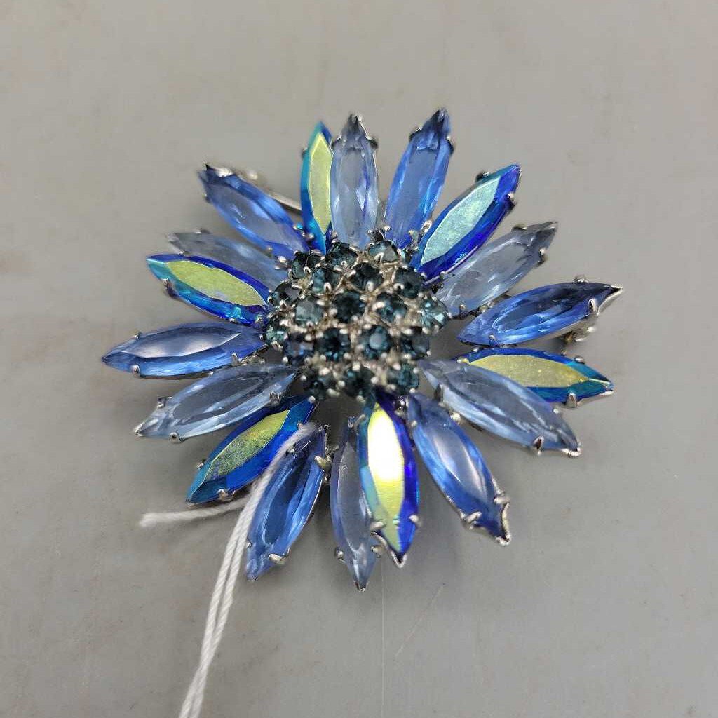 Vintage Blue AB Starburst Brooch - VT #6918