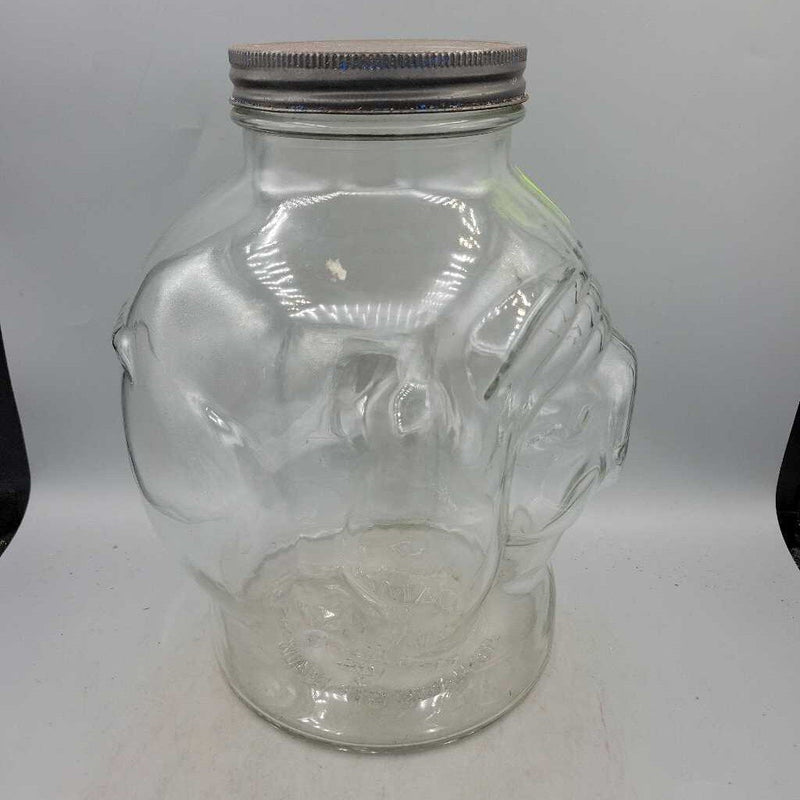 Vintage Diamond Glass Pig Jar (JH49)