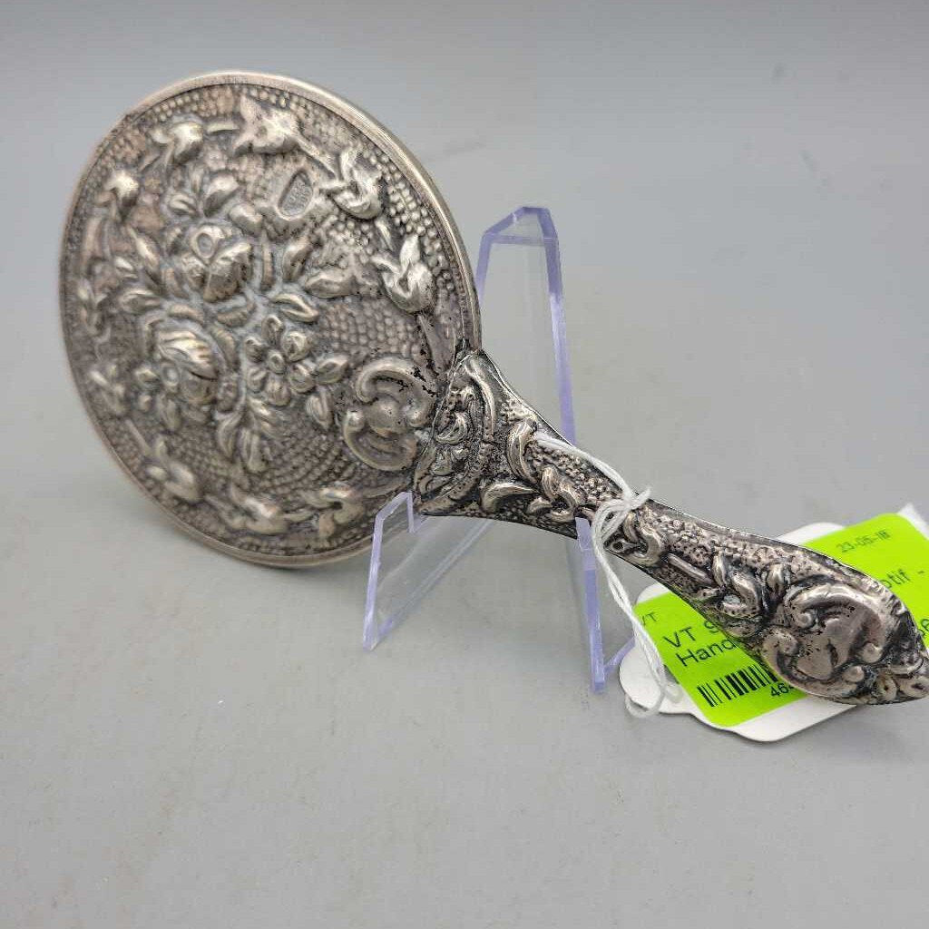 900 Silver Handmirror, Floral Motif - VT #7031