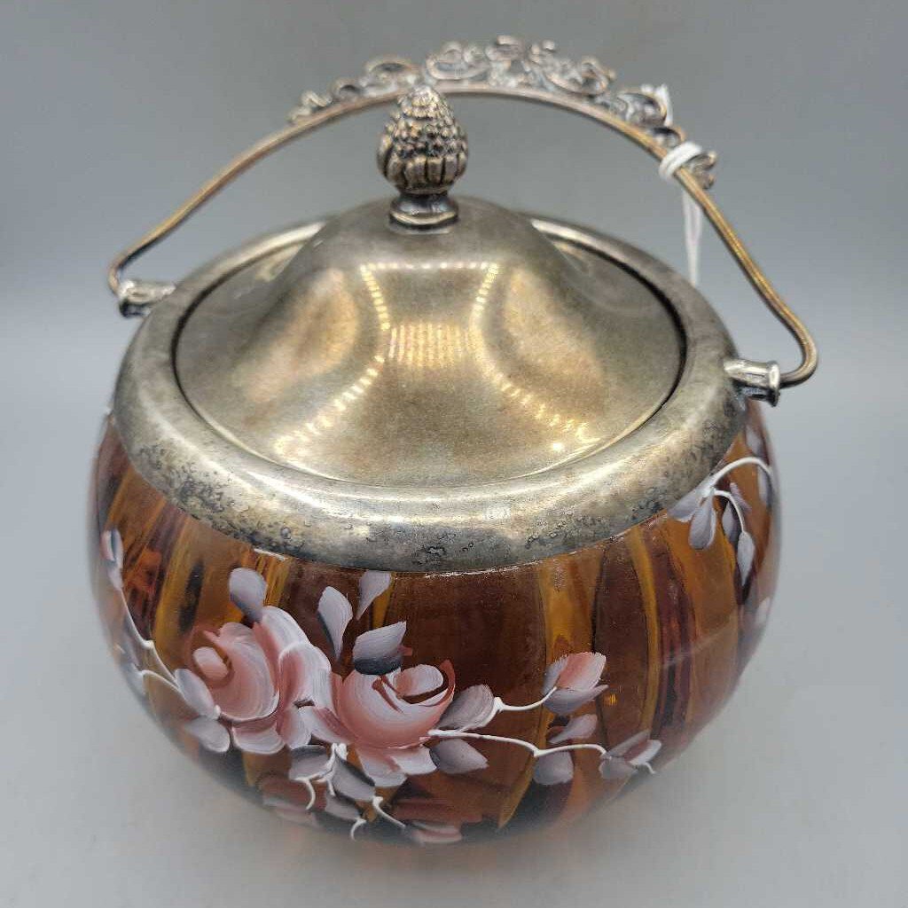 Victorian Amber Glass Biscuit Jar