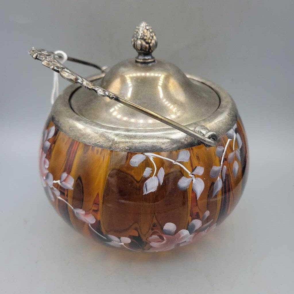 Victorian Amber Glass Biscuit Jar