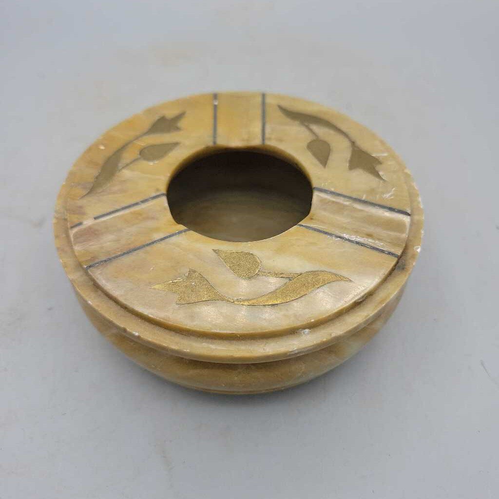 Alabaster Brass inlay Ashtray (JAS)