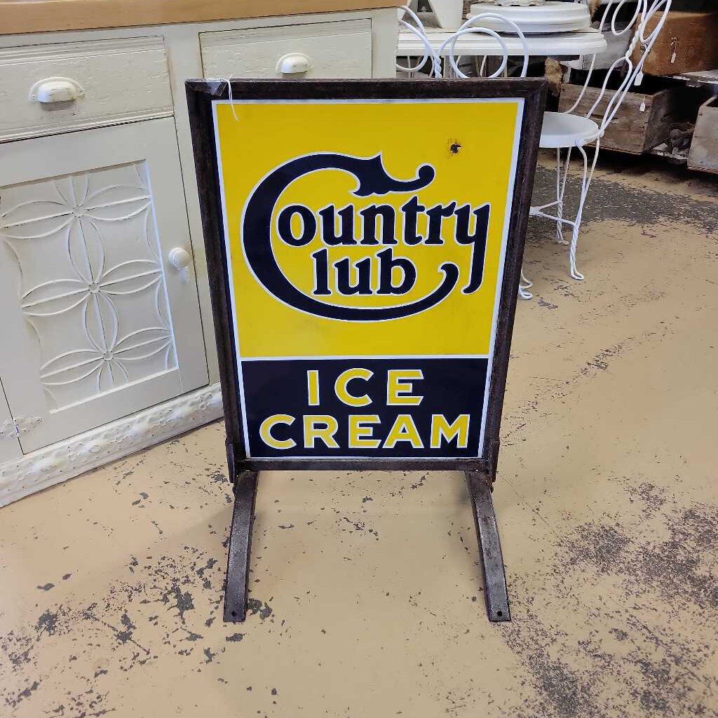 Country Club Ice Cream porcelain Curb Sign