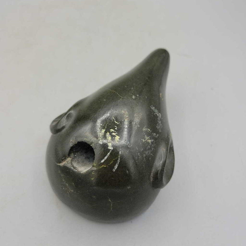 Hand Carved Bear Head Soapstone Signed (JL)