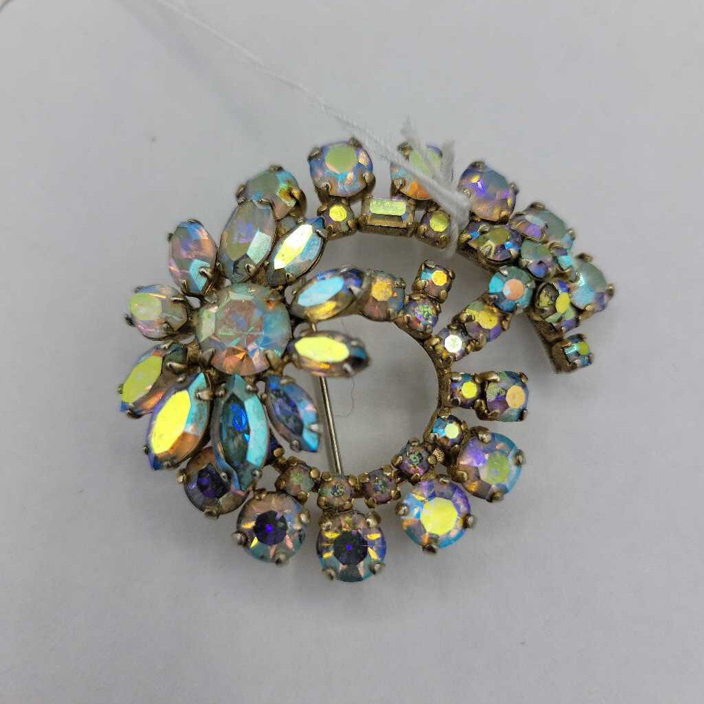 Vintage Rhinestone Moon Brooch - VT #6306 Vintage Rhinestone Moon Brooch - VT #6306
