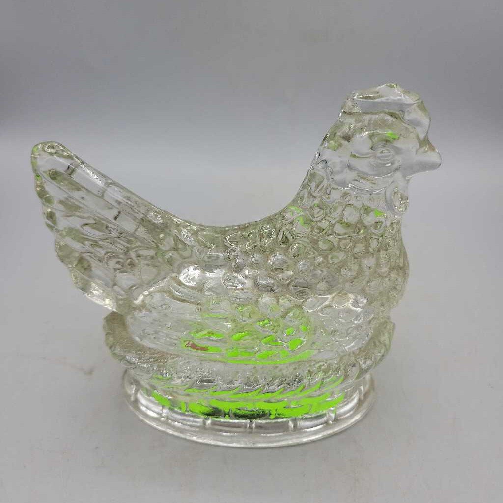 Chicken Glass Candy Holder Hen (JEF)