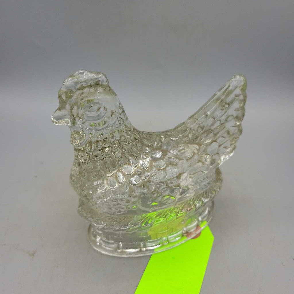 Chicken Glass Candy Holder Hen (JEF)