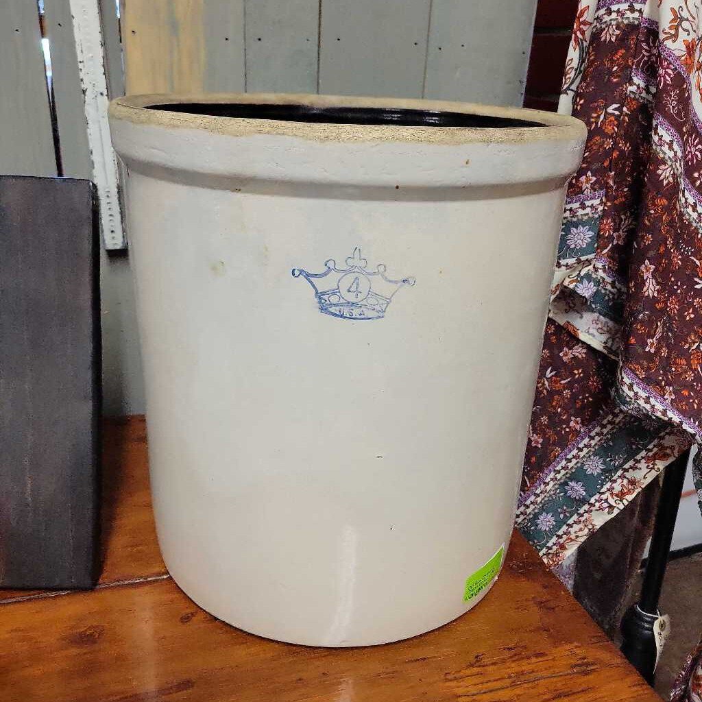 Blue Crown 4 Gallon Crock USA pottery (OH)