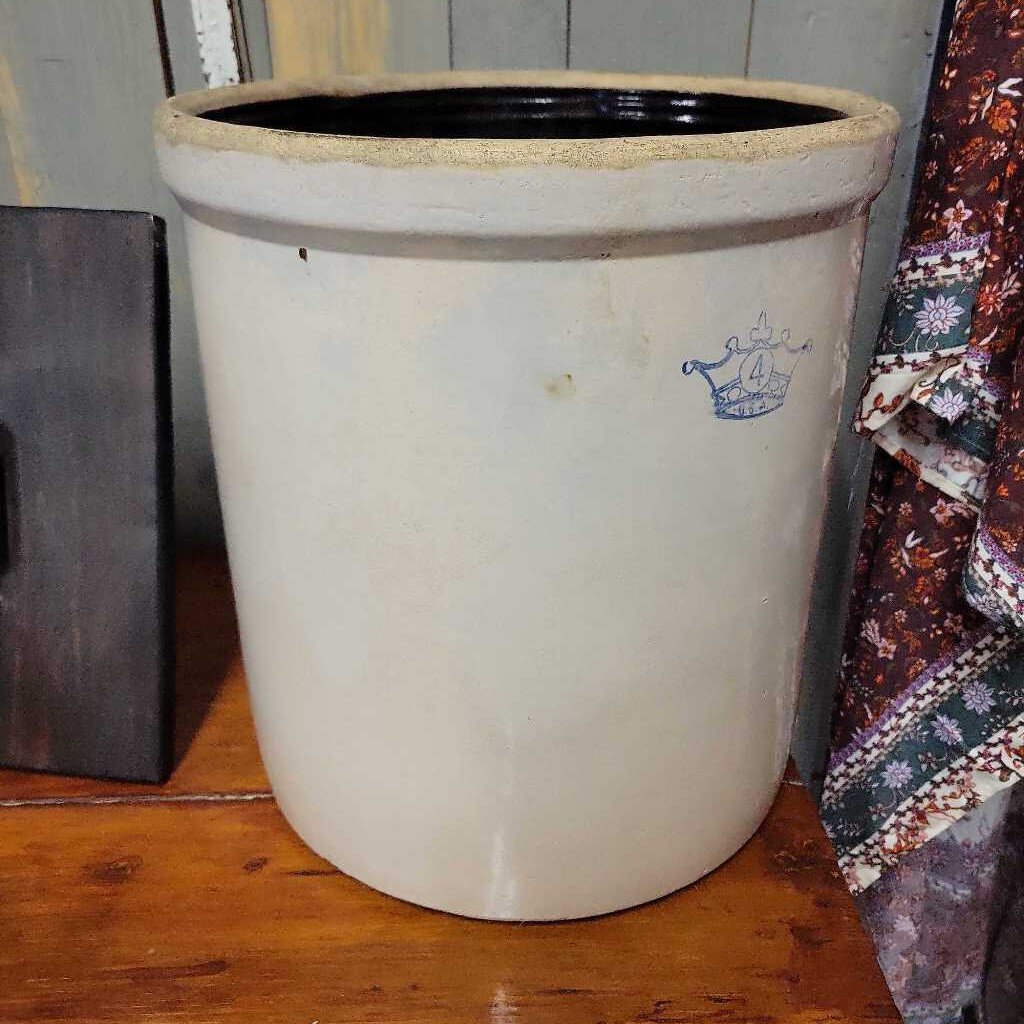 Blue Crown 4 Gallon Crock USA pottery (OH)