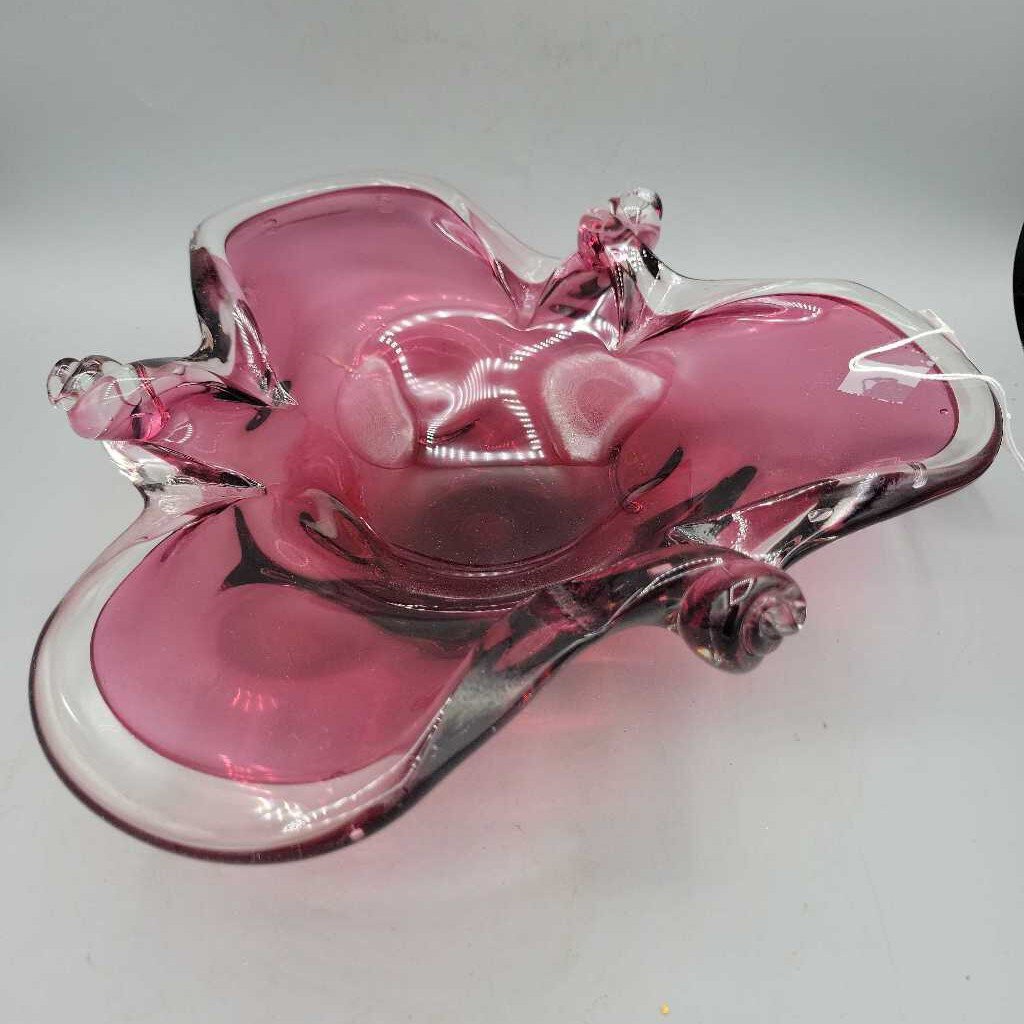 Cranberry Art Glass Dish (DEB)