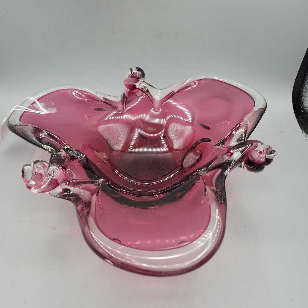 Cranberry Art Glass Dish (DEB)