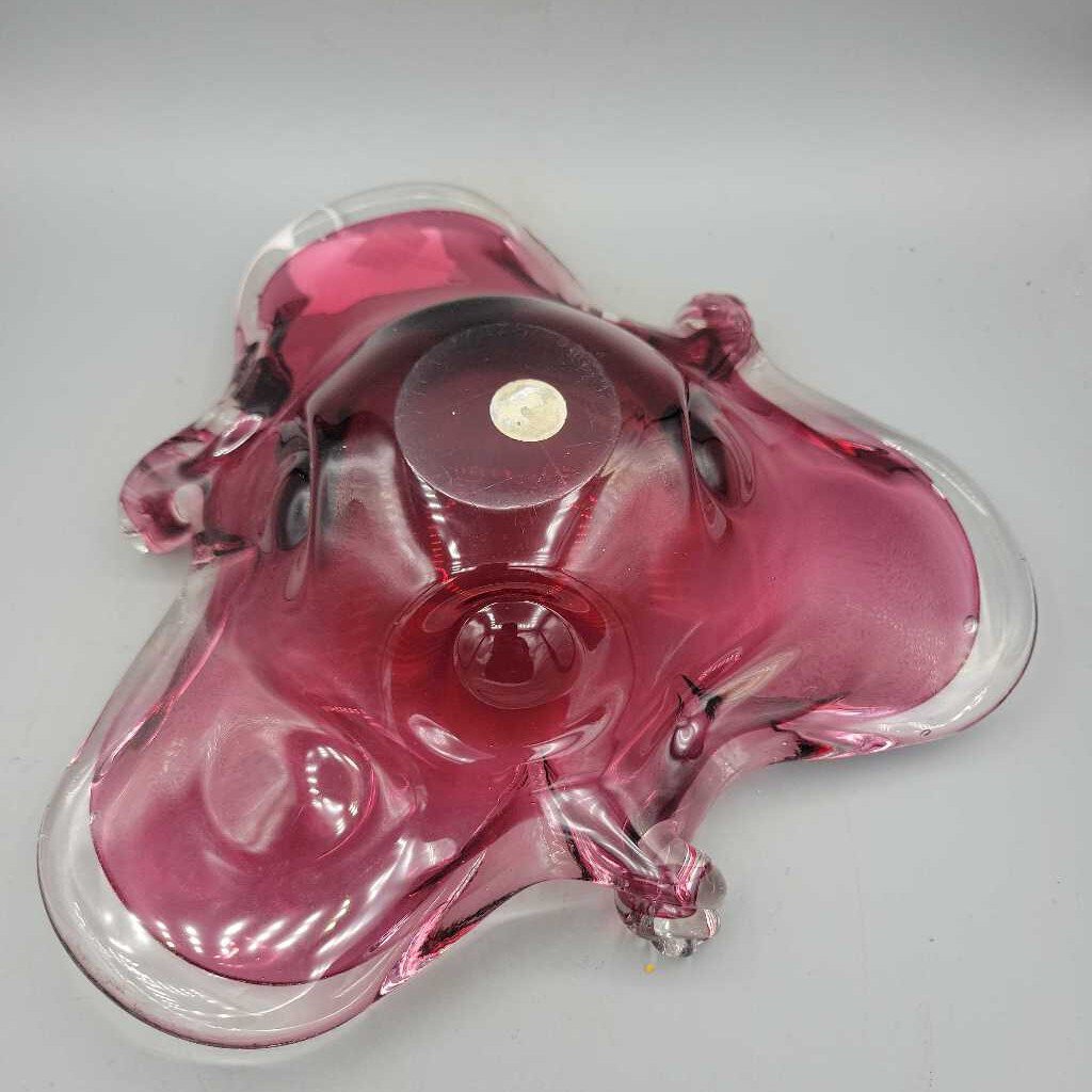 Cranberry Art Glass Dish (DEB)