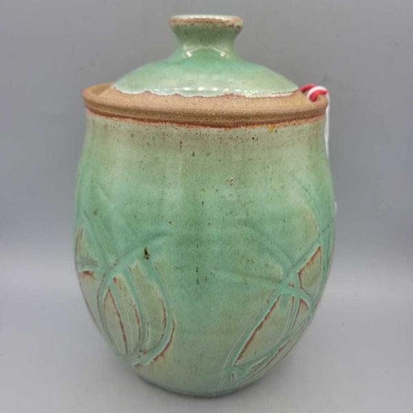 Glazed Pottery Cookie Jar with Lid by Ed McGee of North Bay, Ontario 1963