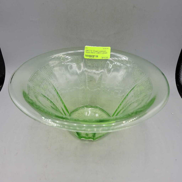 9" Green Uranium Glass Bowl (GEC)