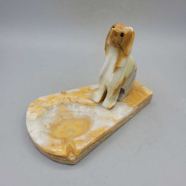 Vintage carved Onyx Dog Ashtray (RHA)