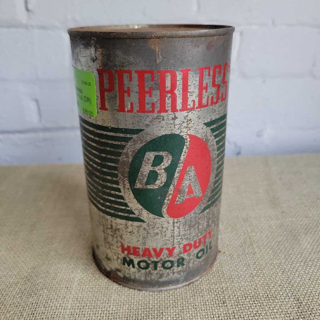 B A Peerless Motor Oil Tin Full (DR)