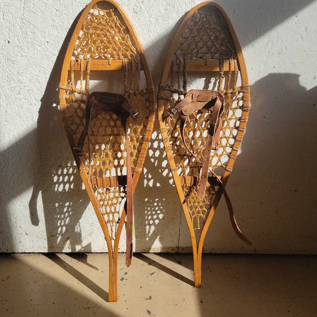 Canadian Huron Rawhide Snowshoes by Bastien Bros. 2063