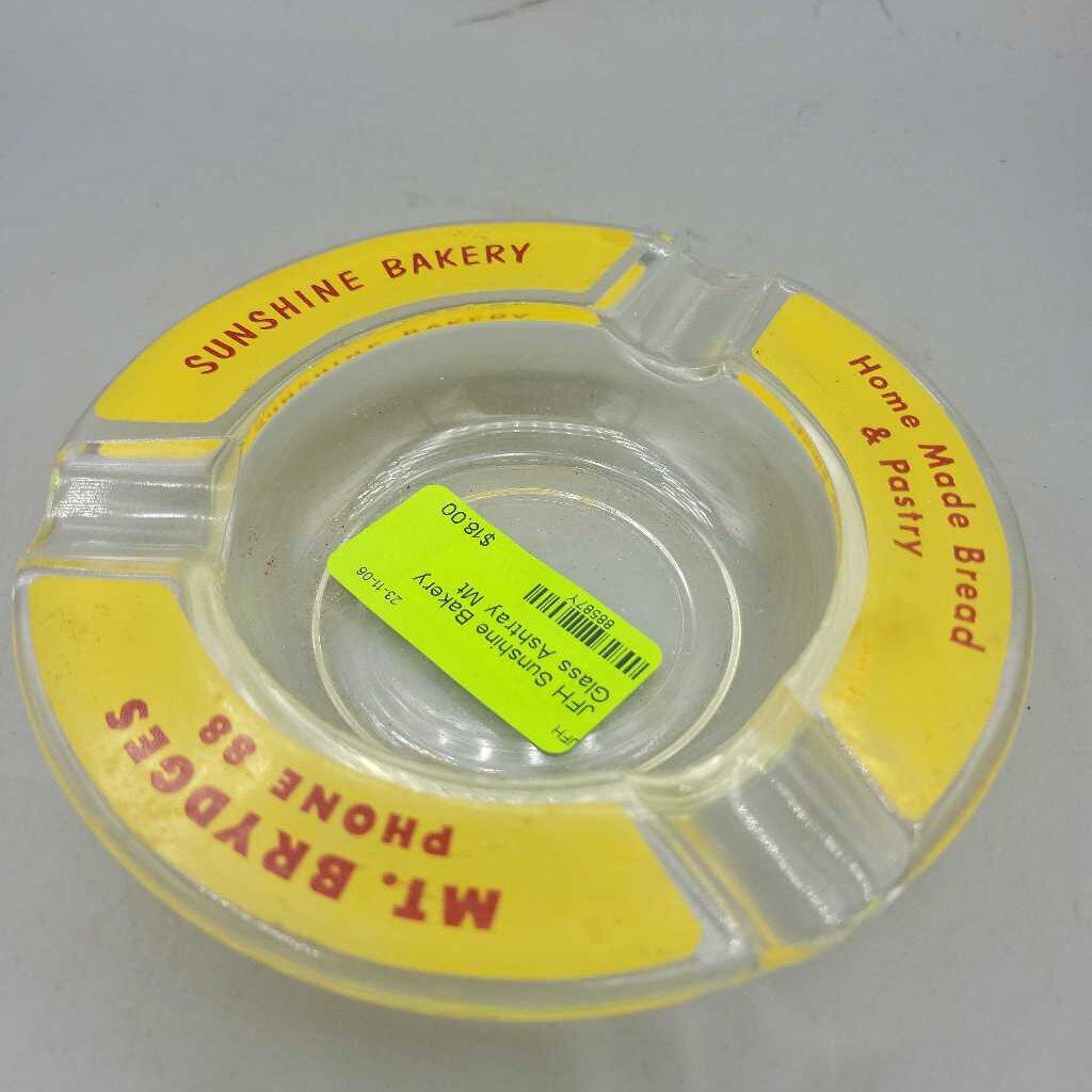 Sunshine Bakery Glass Ashtray Mt Brydges (JFH)