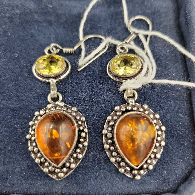 Sterling and amber earrings (LIND) P1253