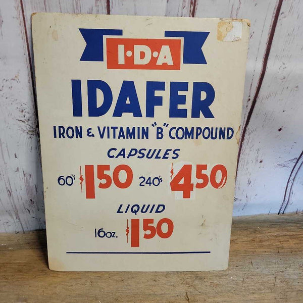 IDA Drug Store Advertising Sign IDAFER (NUR) 1085 IDA Drug Store Advertising Sign IDAFER (NUR) 1085