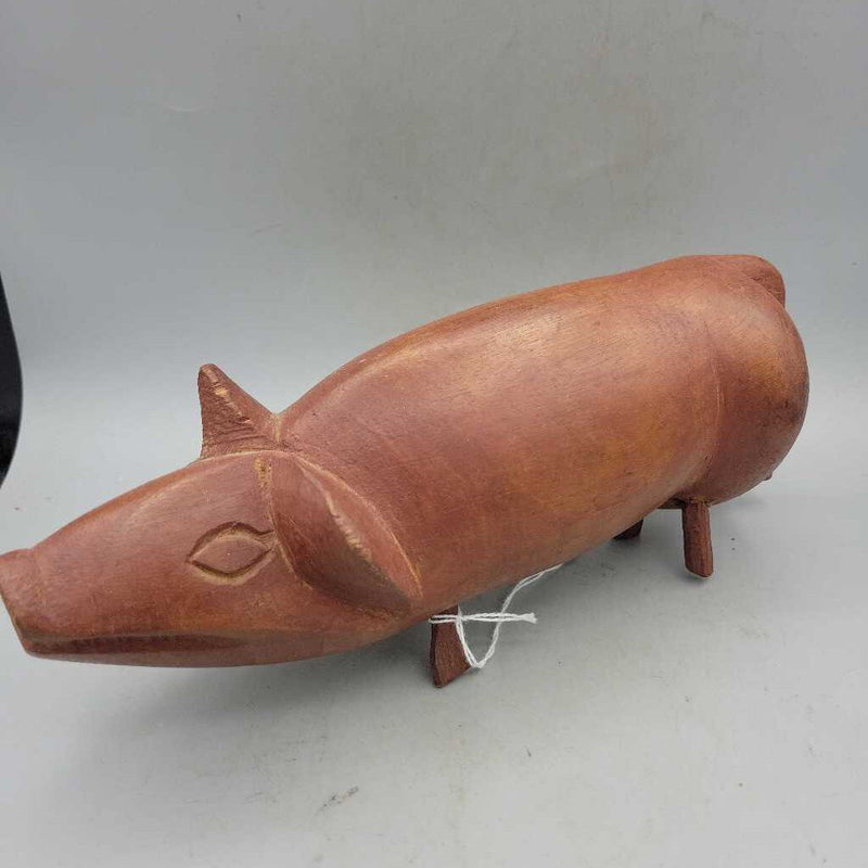 Folk Art Wooden Hand Carved Pig (US2)