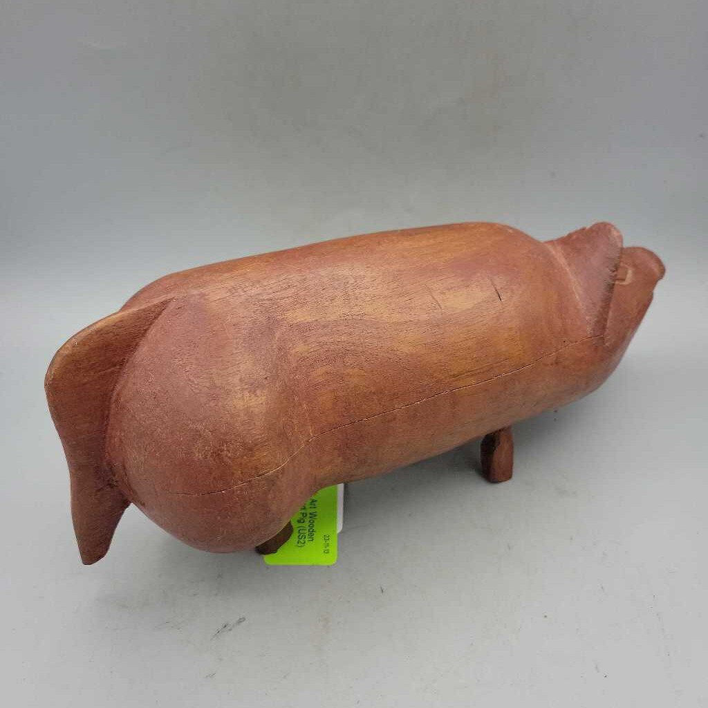 Folk Art Wooden Hand Carved Pig (US2)