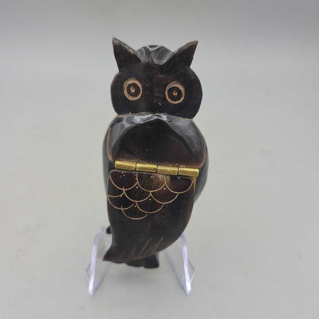 French carved horn Owl snuffbox (COL #1498)