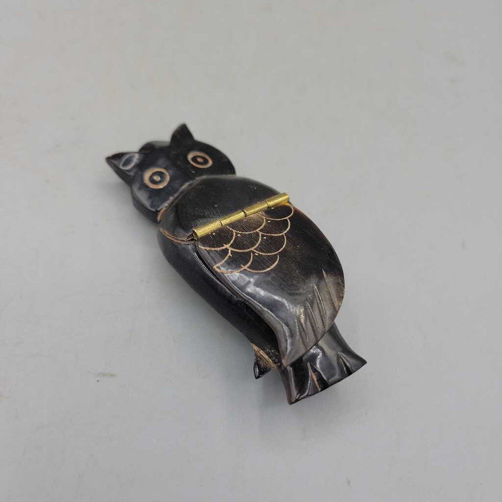 French carved horn Owl snuffbox (COL #1498)