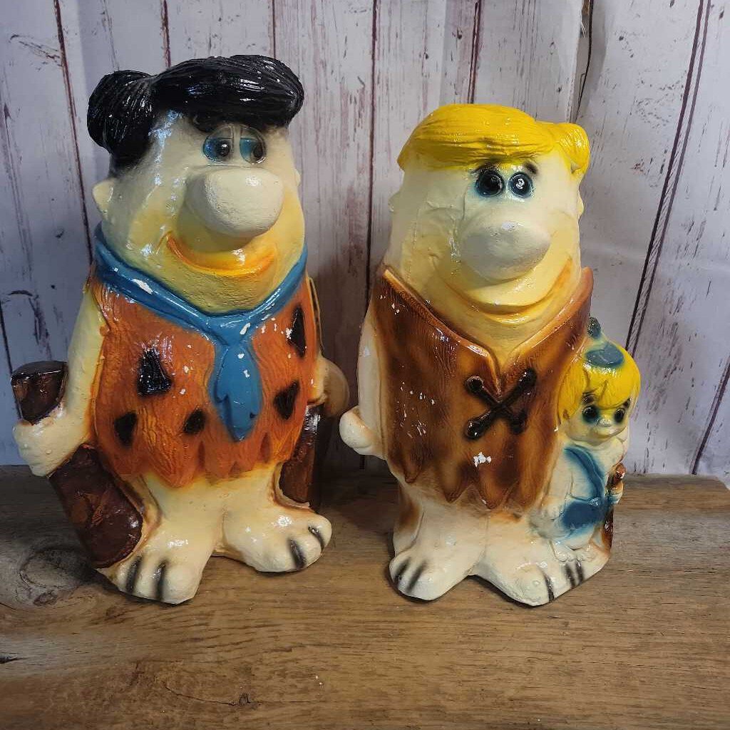 Flintstones Banks Fred and Barney set Chalkware (JFH)