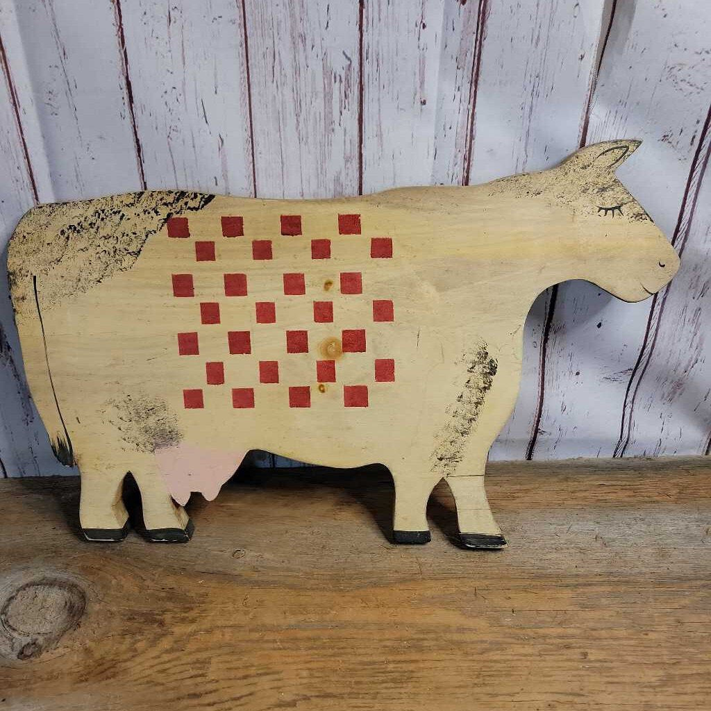 Cow Folk Art Wooden wall hanger (JAS)