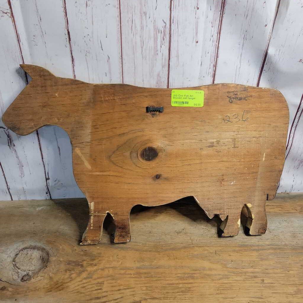 Cow Folk Art Wooden wall hanger (JAS)