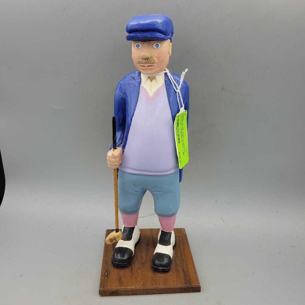 Folk Art Carved Golfer (DEB)