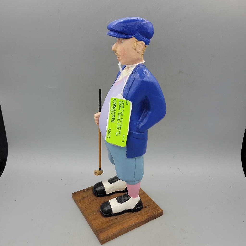 Folk Art Carved Golfer (DEB)