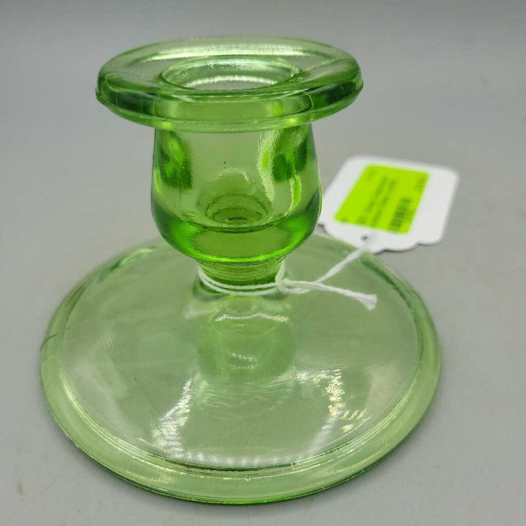 Green Depression Uranium Glass Candle Holder (GEC)