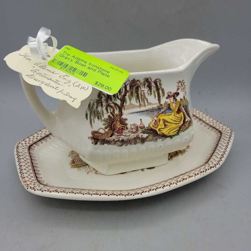 Adams Ironstone Gravy Boat and Plate (TRE)