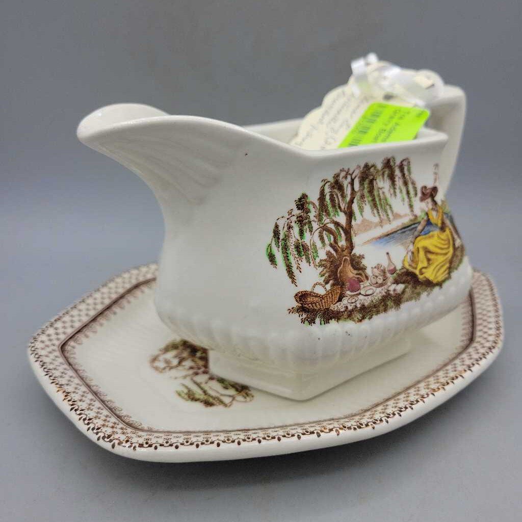 Adams Ironstone Gravy Boat and Plate (TRE)